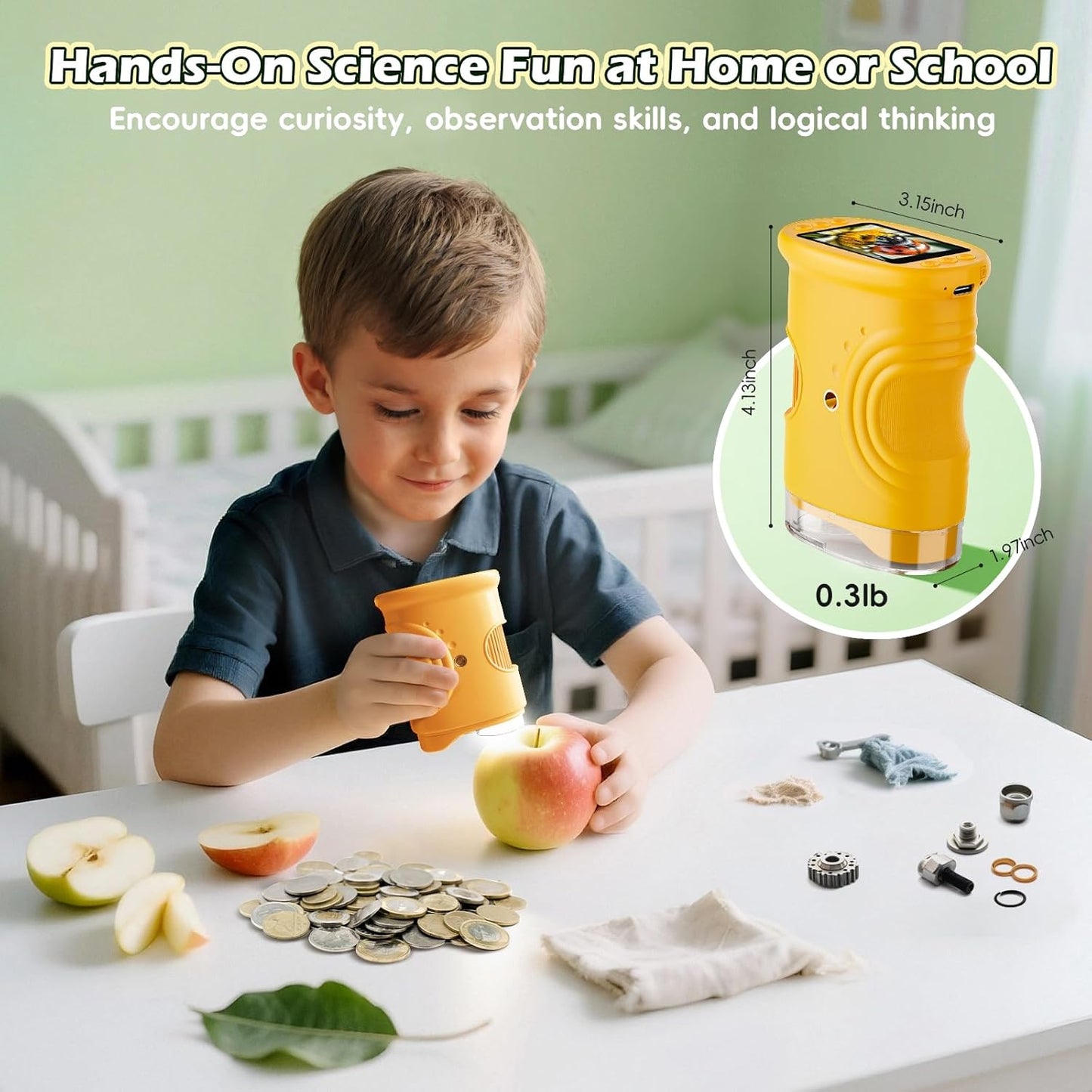 Portable Mini HD Microscope for Kids.