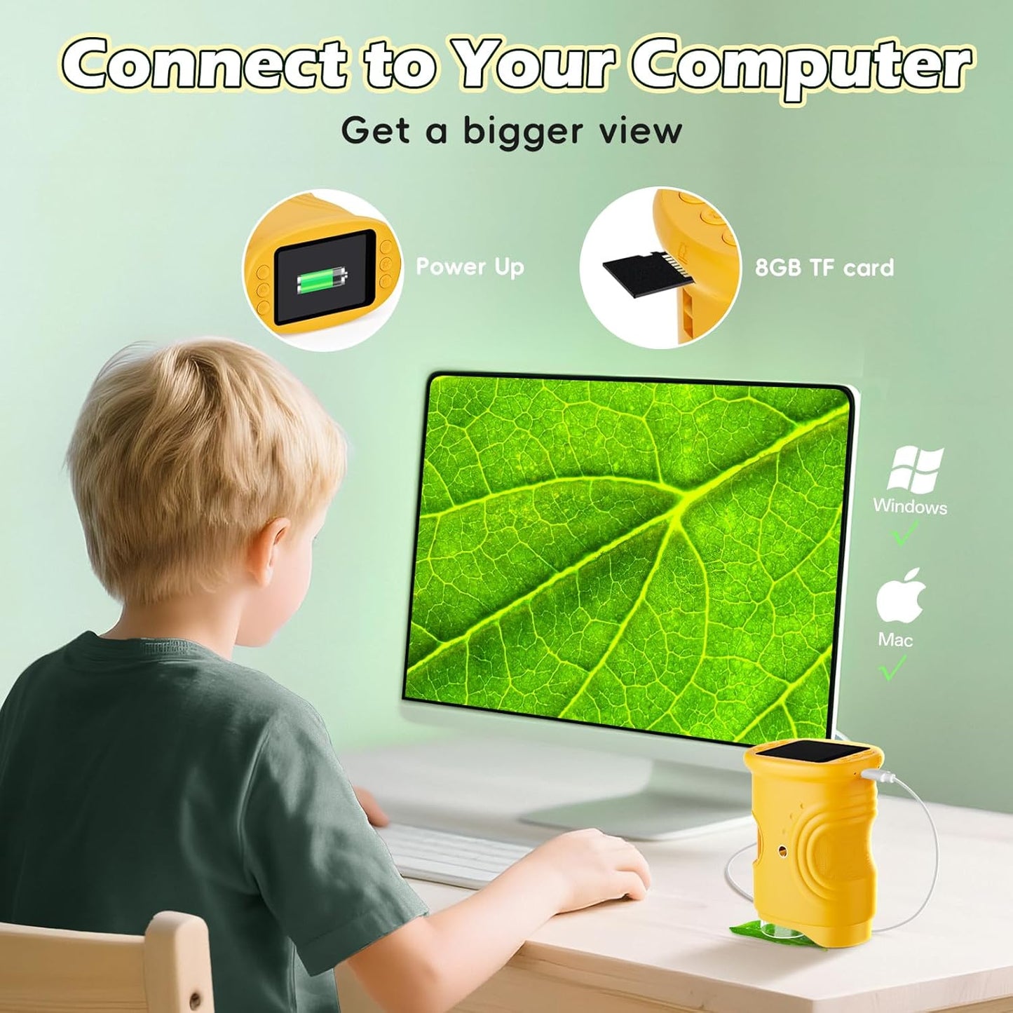 Portable Mini HD Microscope for Kids.