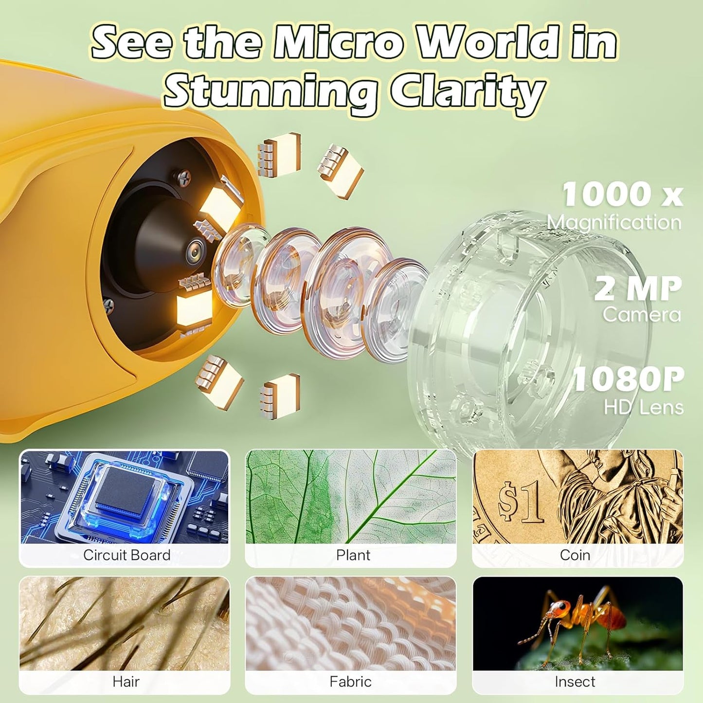 Portable Mini HD Microscope for Kids.